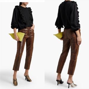 NWT ALICE + OLIVIA  Carrie Long-sleeved ruffle-trimmed sweatshirt Black